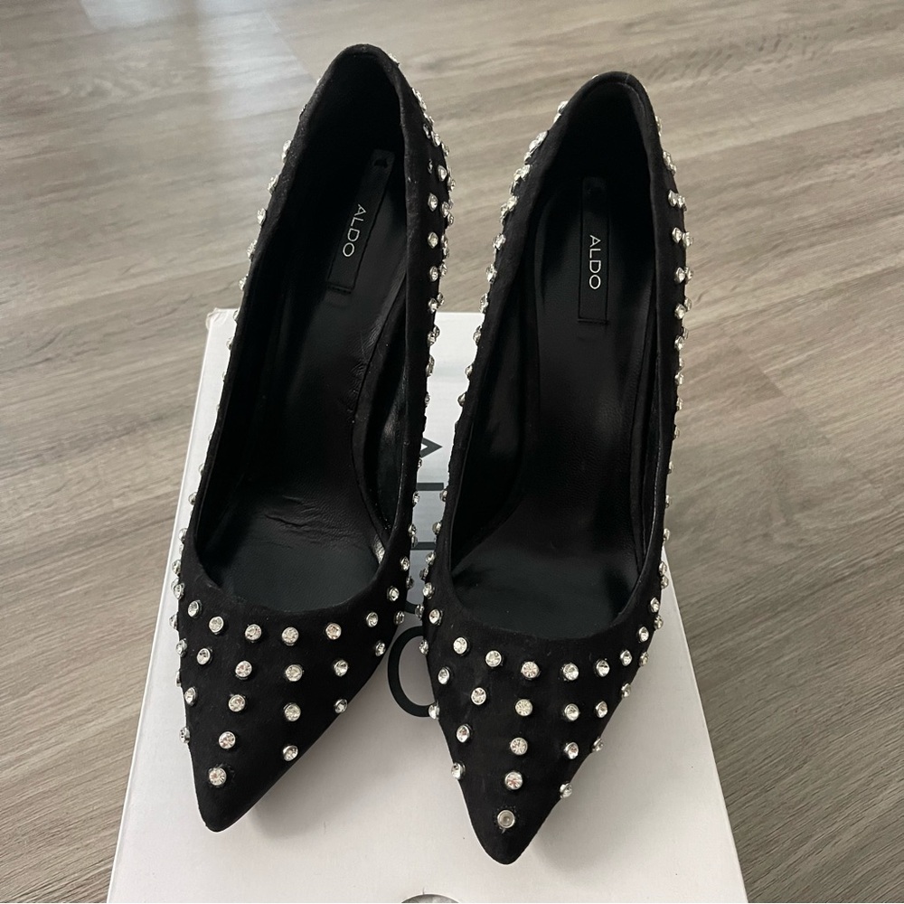 ALDO Black Heels with Silver Studs